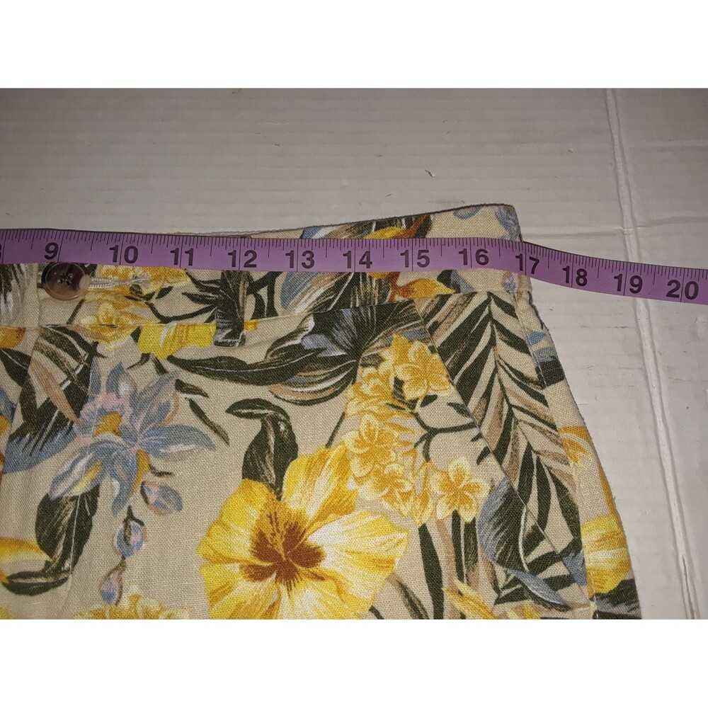 Old Navy Women's Shorts Size 10 Mid Rise Everyday Linen Blend Tropical Print - Picture 4 of 8